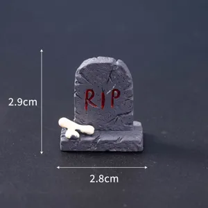 Halloween miniature tombstone ornament scary ghost graveyard decoration resin micro landscape prop