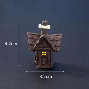 Halloween miniature tree house ornament micro landscape resin spooky decor figurine 4.2cm