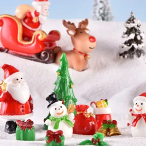 Christmas Miniature Resin Ornaments Santa Snowman Elk Tree Micro Landscape DIY Decor For Cake Automobile Home