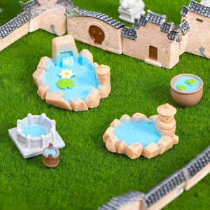 Ornamenti in resina per laghetto di loto in miniatura per muschio e decorazione fai da te.