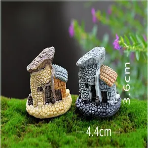 Miniatur Harz Haus Ornament für Mikro Landschaft Feengarten Dekoration Bastelei 3.6x4.4cm