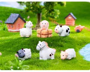 Mini figuras animales de granja resina miniatura paisaje DIY jardin decoracion adorno