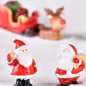 Christmas Santa Claus reindeer sleigh resin miniature figures micro landscape snow scene decor