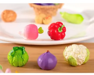 Miniature resin simulation vegetables set, cute creative micro landscape desktop decoration ornaments.