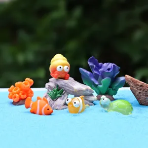Mini Resin Marine Life Figurine Cute Ocean Animal Miniature Model For Micro Landscape Fish Tank Desktop Decor