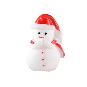 Cute Christmas Snowman Figurine Resin Santa Hat Micro Landscape Cake And Car Decoration