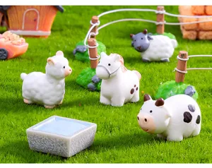 Lindos adornos de resina de animales de granja para decoración de jardín hogar.