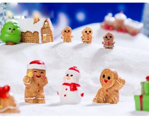 Christmas gingerbread man micro landscape DIY resin ornaments desktop miniature snowman decor