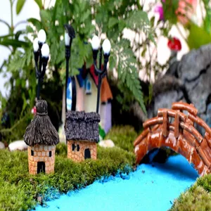 Miniatuur hars mos landschap huis ornament sprookje tuin miniatuur ambacht rekwisieten deco