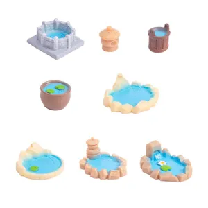 Mini ornamenti in resina, stagni e pozzi in miniatura per giardini di muschio micro-paesaggio.