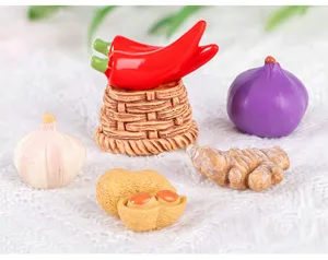 Miniature resin vegetable figurines for micro landscape fairy garden succulent pot decor details.