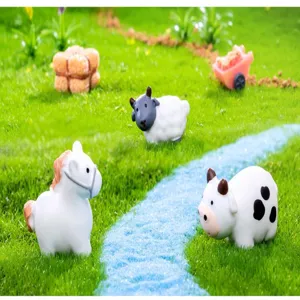 Set de figuras de animales de granja en miniatura, manualidades de resina para jardín.