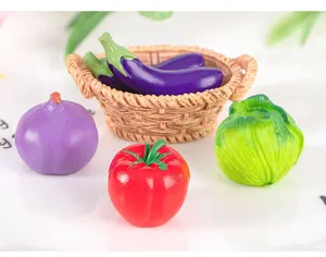 Miniature resin vegetable ornaments set, perfect for succulent plant pot landscaping and desktop decor.