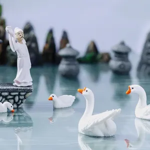Miniatur Landschaft Kunstharz Ente Figur Set mit alter Gelehrter Brücke Gartendeko.