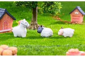 Encantadoras figuras de animales de granja en miniatura para micropaisajes y decoracion de jardin.