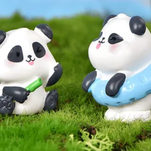 Süße Mini Panda Harz Figuren für Mikro Landschaft DIY Gartenarbeit und Desktop Blumentopf Dekor.