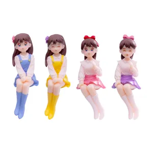 Cute miniature resin girl figurines for micro landscape car dashboard desktop decor
