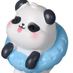 Süße Harz Panda Figur mit blauem Schwimmring, ideal für Tischdeko und Mikro-Landschaft DIY.