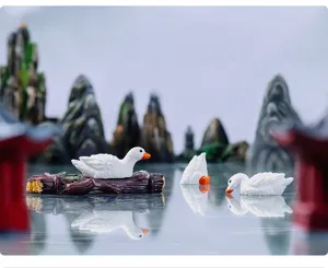 Miniatura resina pato estatuillas conjunto para micro paisajismo jardin bonsai decoracion.