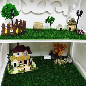 Miniature landscape cartoon animal ornaments DIY fairy garden miniature house tree decor set.