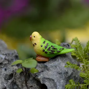 Resin parrot miniature figurine for DIY micro landscape garden decor, cute bird ornament.