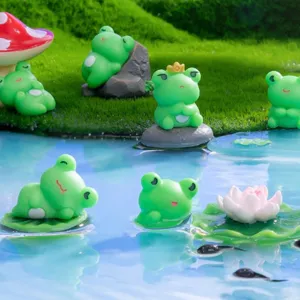 Micropaisaje Linda Rana Figurita de Resina Adorno de Escritorio Piedra Creativa Hongo Decoración de Piscina de Agua