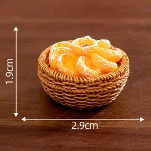 Miniature fake orange basket dollhouse toy DIY decoration micro landscape desktop ornament