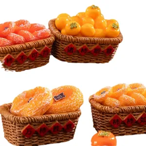Miniature persimmon basket figurines for desktop decoration, DIY crafts, and micro landscape.
