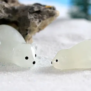 Set di ornamenti in resina di orso polare luminoso creativo simpatico micro paesaggio vaso
