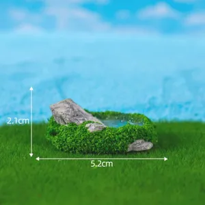 Micro landscape simulation rockery moss pool detail shot, miniature garden ornament.
