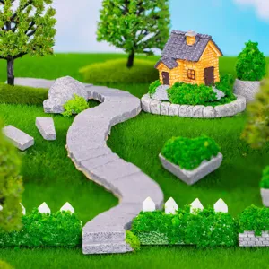 Miniatur Harz Haus Ornament Set fur kreative DIY Mikro-Landschaft Blumentopf-Dekorationen.