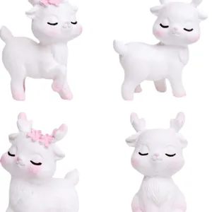 Set di statuette di cervo in resina carina, micro decorazione paesaggistica per piante.