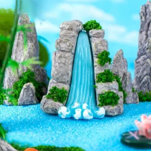 Miniature Landscape Simulation Rockery Waterfall Moss Garden Landscaping Ornament Aquarium Decor