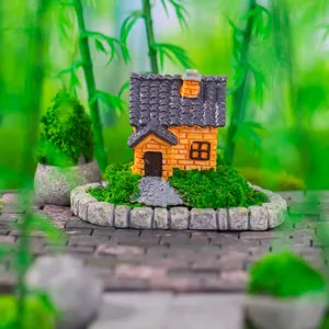 Miniatur Harz Haus Ornament für Mikrolandschaft, Feengarten und Topfpflanzen Dekoration.