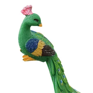 Cute resin peacock figurine for micro landscape, succulent plant and cake decoration.