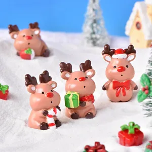 Miniaturas de renos de Navidad de resina linda para macetas de suculentas decoración.