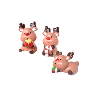 Lindas figuras de reno de navidad de resina para decoracion de plantas suculentas