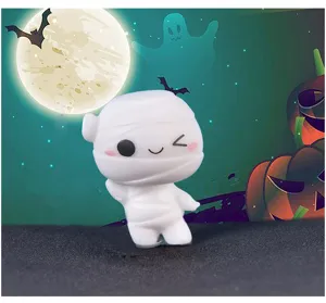 Cute Halloween mummy figurine miniature resin ornament for micro landscape desktop car decor.