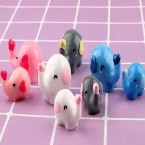 Resin cute elephant figurines for micro landscape, cake, car, and fish tank decoration details.