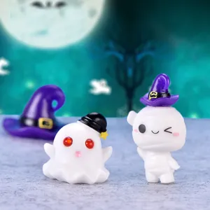 Halloween cute ghost mummy miniature resin figurines set for car dashboard and cake decoration.