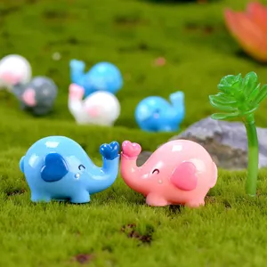 Cute Cartoon Resin Elephant Miniature Figurine Micro Landscape Decoration Ornament For Cake Car Aquarium Home Decor