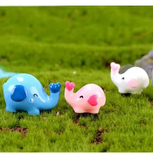 Cute resin elephant miniature figurines for micro landscape cake decor accessory set