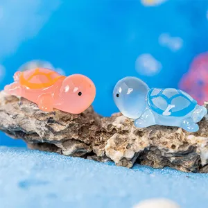 Luminous cute little turtles fish tank decoration micro landscape animal desktop resin ornament