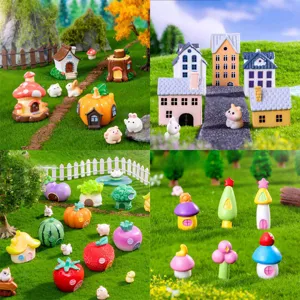 Micro Paysage Résine Créative Miniature Maison Figurine DIY Jardin de Fées Terrarium Ornements Miniature Architecture Décor