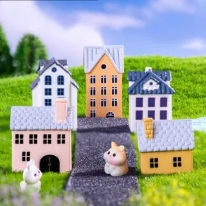 Micro paysage creatives maisons miniatures en resine et figurines d animaux pour decoration DIY