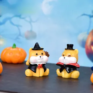 Halloween cute dog resin figurine miniature decoration spooky party desktop ornament props.