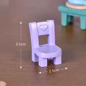 Miniature purple resin chair ornament for micro landscape dollhouse decor and crafts