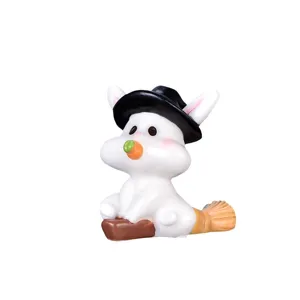Halloween cute ghost witch figurine micro landscape decoration white resin desktop ornament.