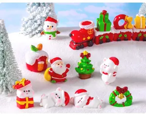 Christmas miniature resin figurines set for DIY snow landscape table decor cute props