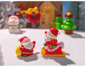 Cute Christmas Santa Claus resin figurines for DIY micro landscape and festive holiday desktop decor.